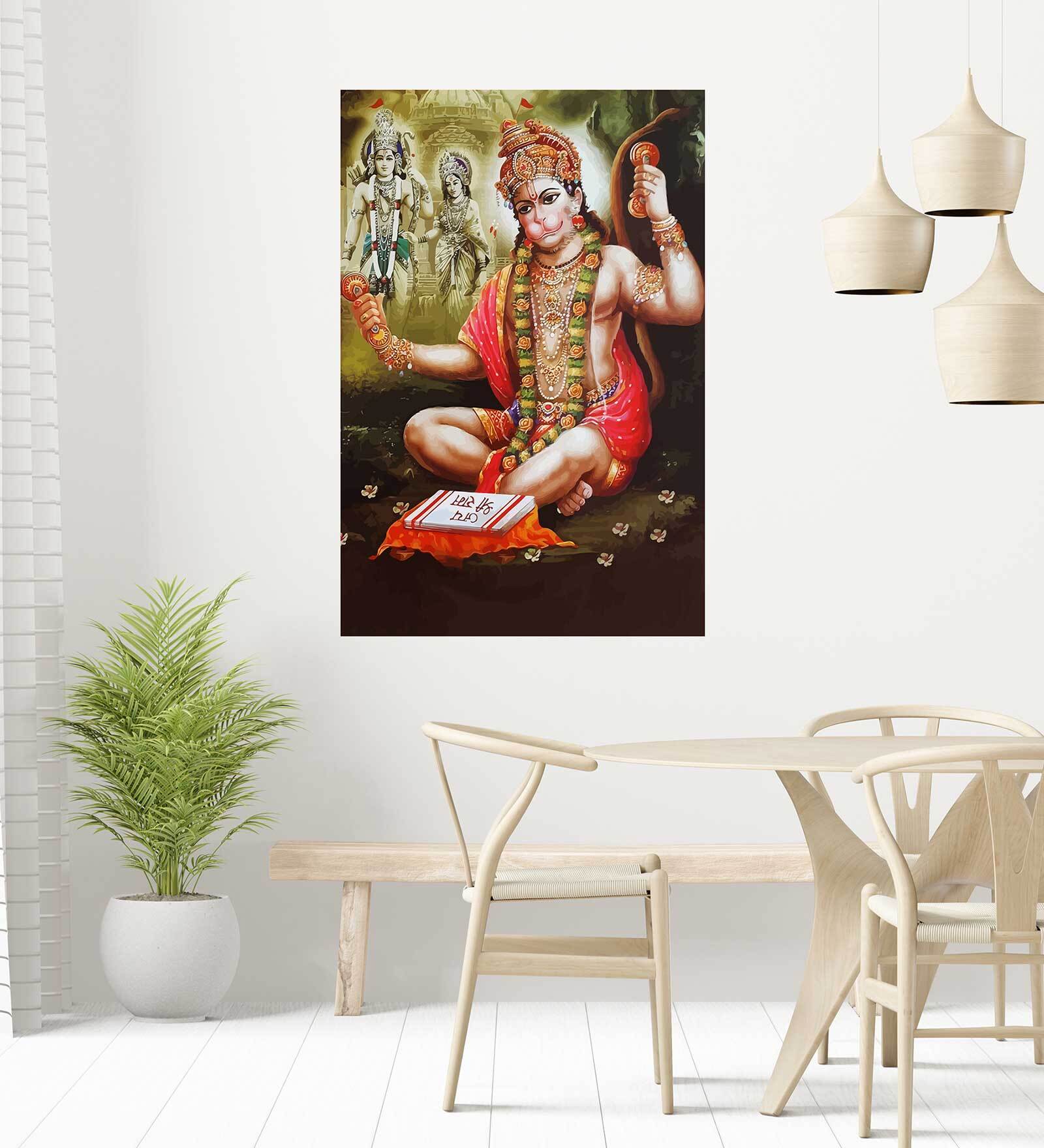 Jai Bajrang Bali Self Adhesive Wall Poster for Home Decor(Vinyl, 24 x 36 Inch)
