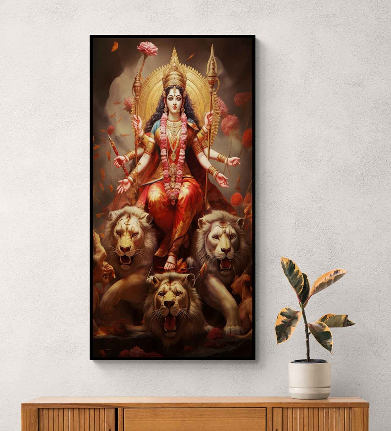 Jai Durga Maa Canvas Print  Black Frame    (24X48 Inch)