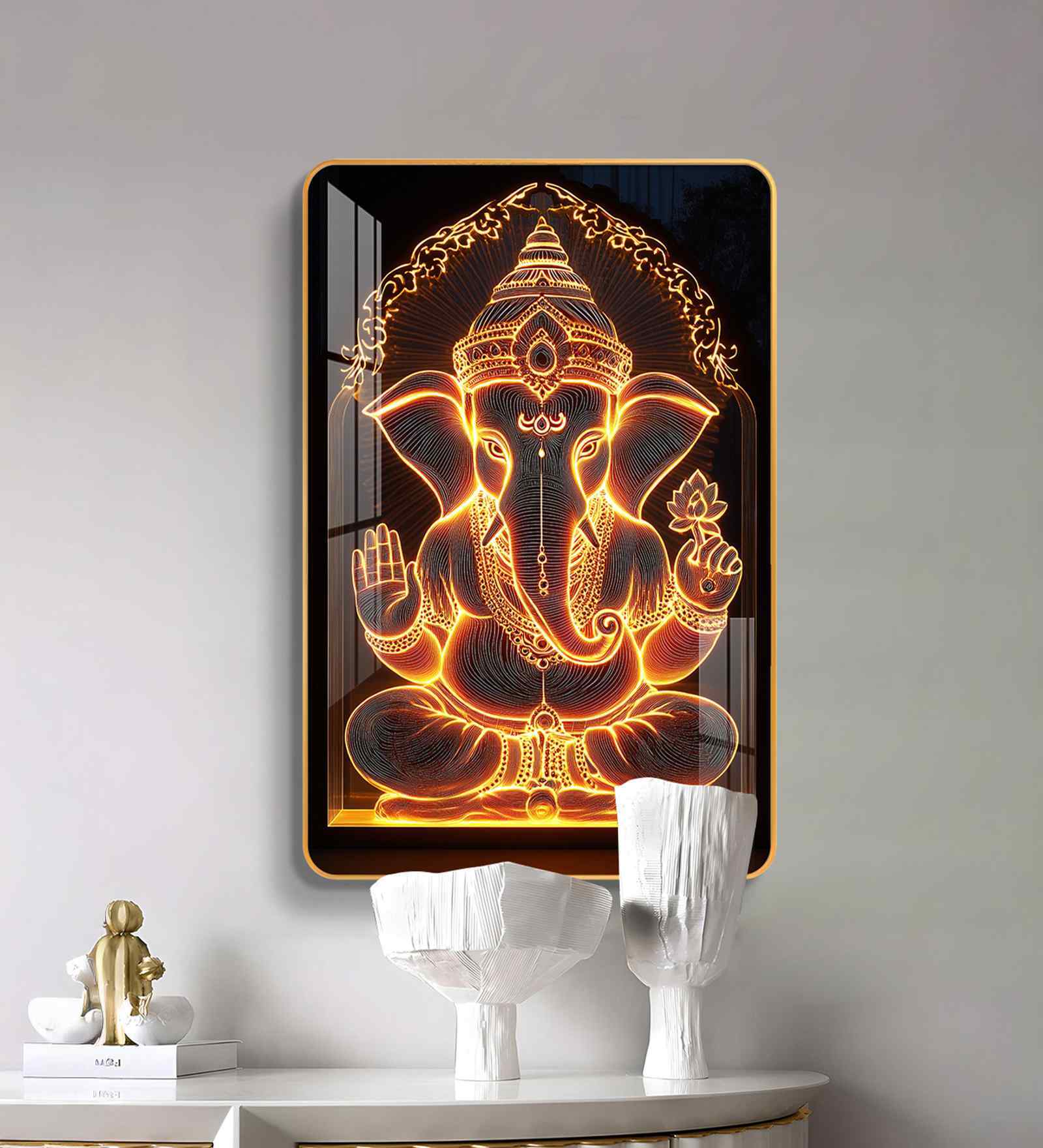 Jai Shri Ganesh MDF Wood Acrylic Wall Art