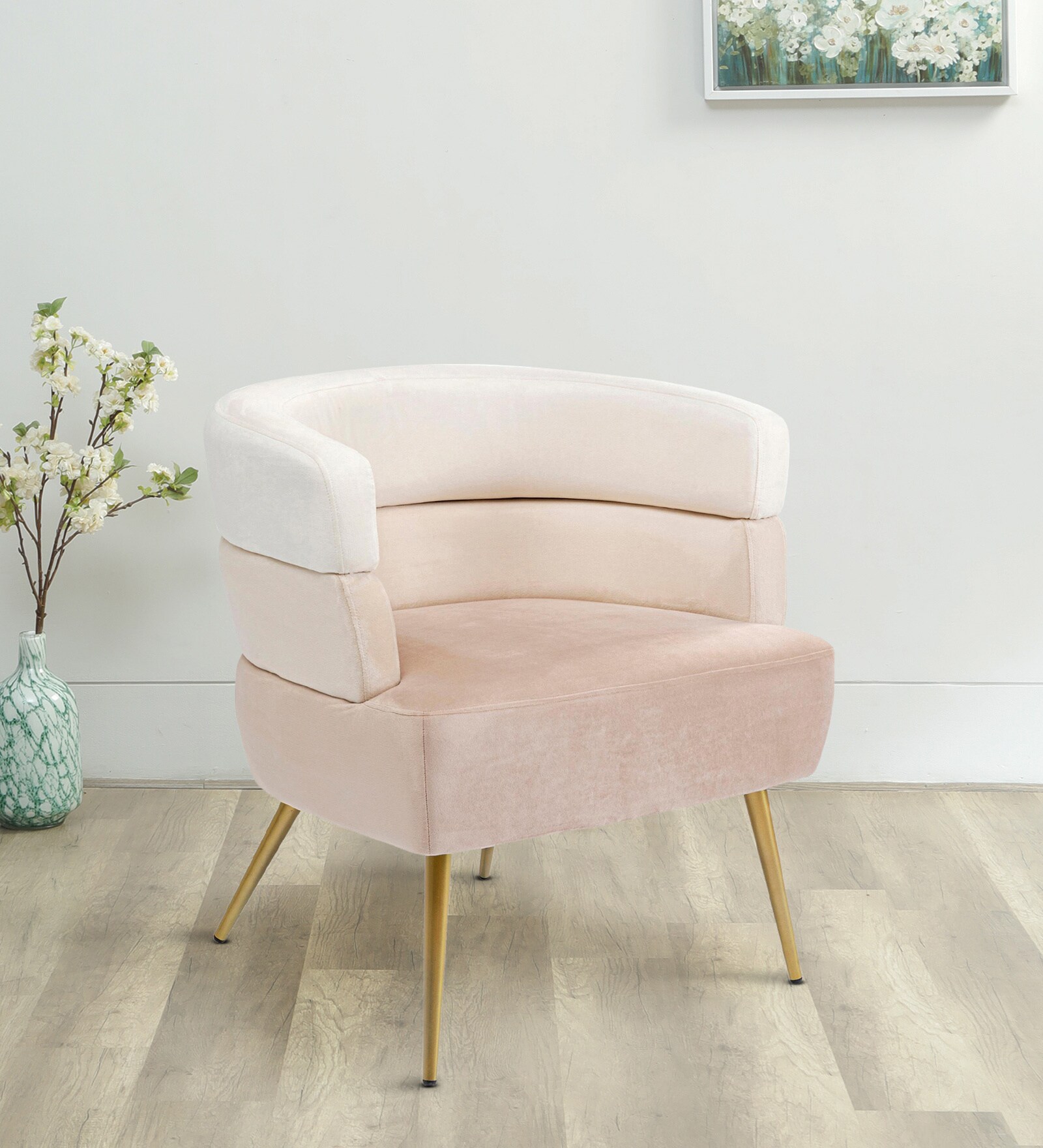 Jai Velvet Arm Chair In Gold Colour
