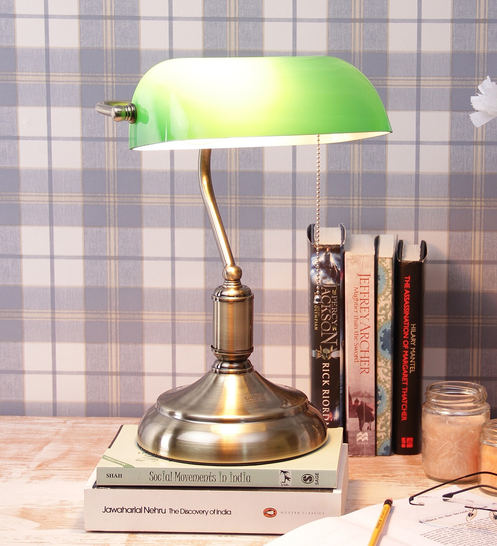 Buy Bankers Table Lamp with Green Shade by Jainsons Emporio Online