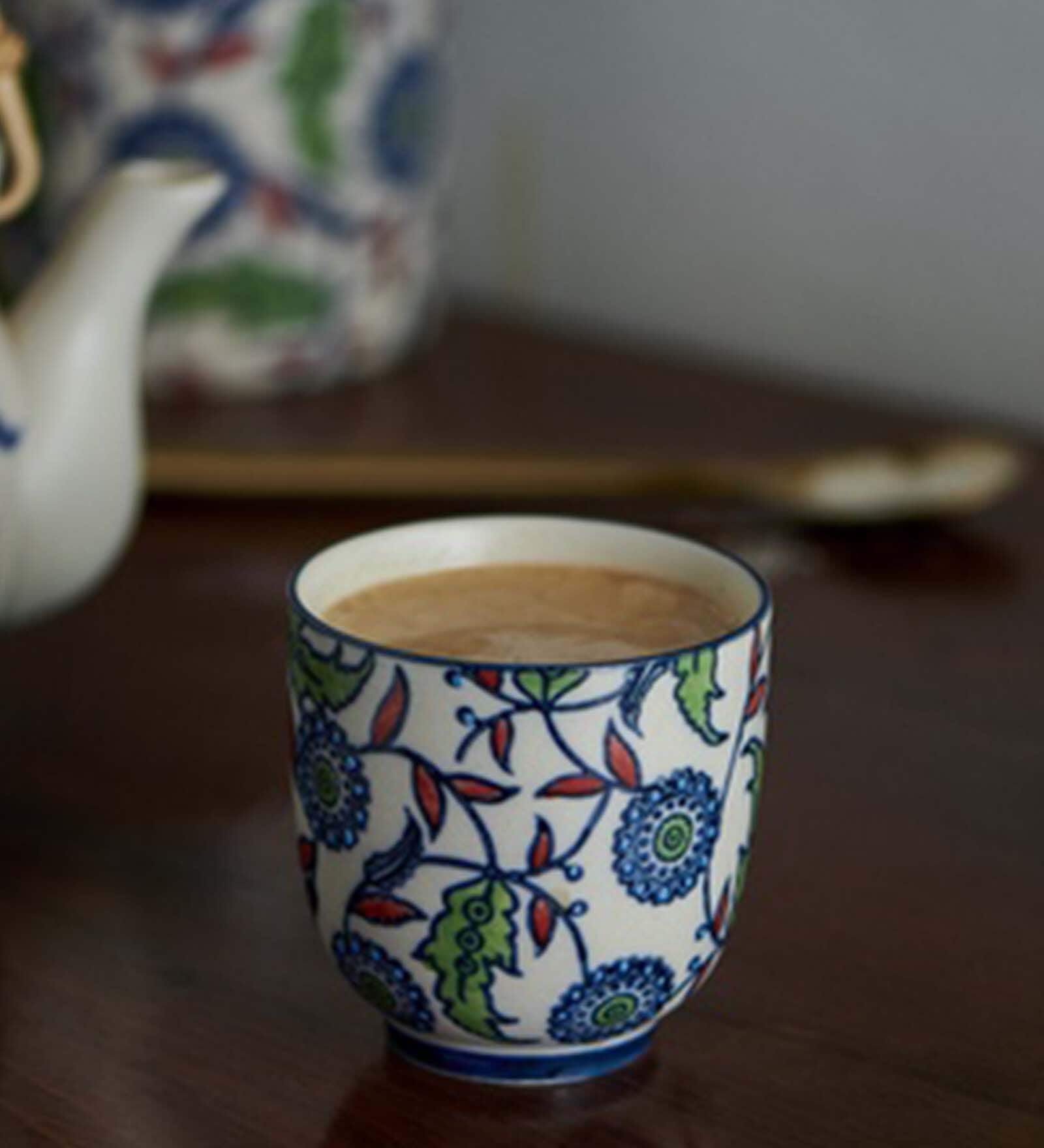 Jaipur Backyard 200ml White & Blue Ceramic Tea Cup