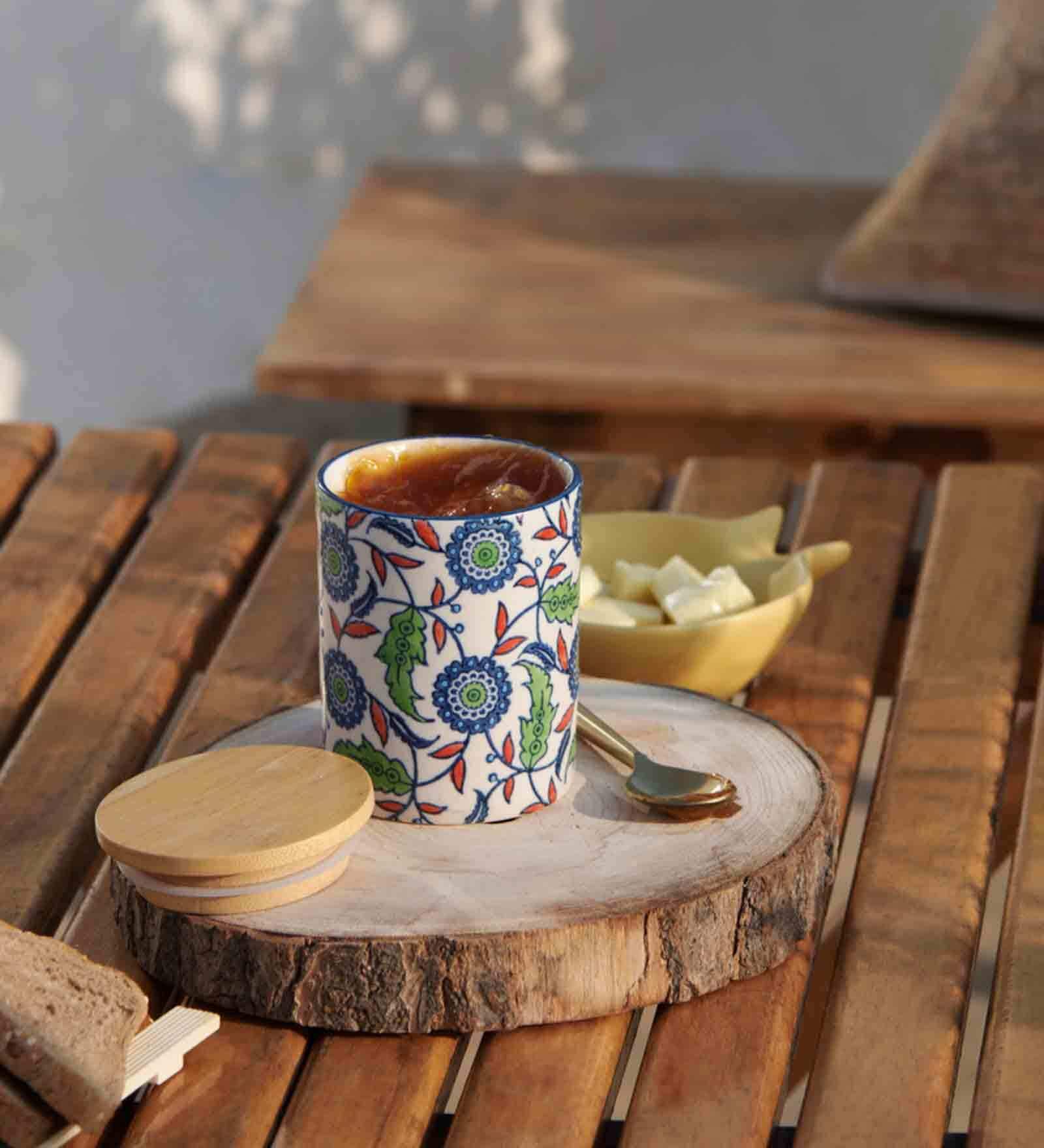 Jaipur Backyard Ceramic Storage Jar In Blue
