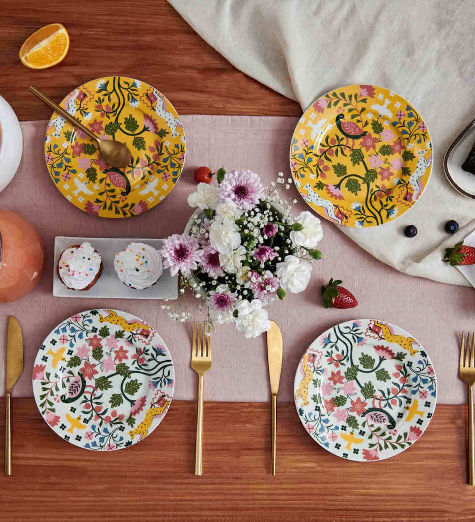 Buy Jaipur Set of 4 Porcelain Snack Plate In Yellow By Chumbak at 14 OFF by Chumbak Pepperfry