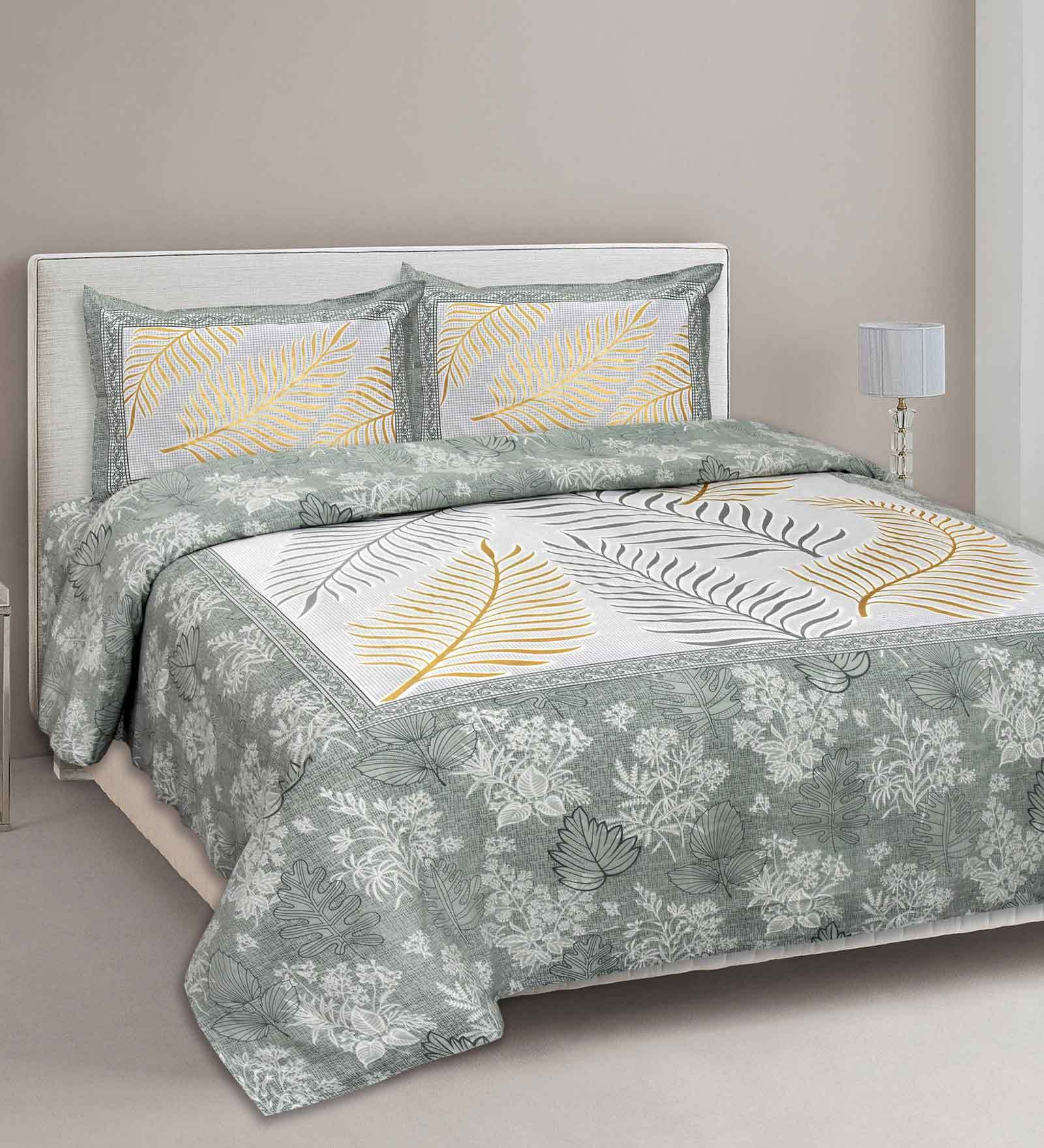 Jaipuri 100% Cotton 280TC Double Bedsheet With 2 Pillow Covers