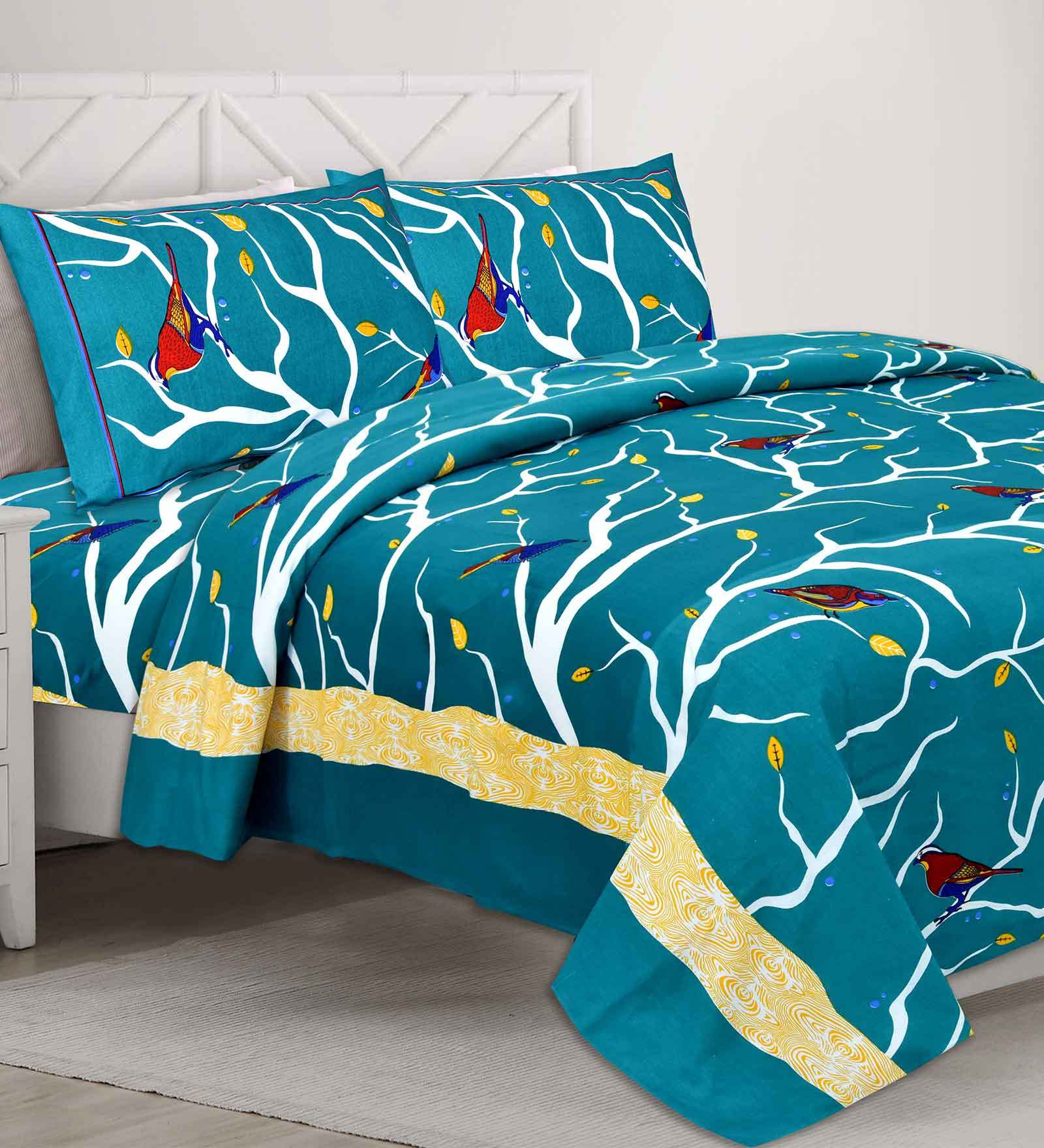 Buy Jaipuri 100 Cotton 280TC Double Bedsheet With 2 Pillow Covers at 49 OFF by Sleep Dove