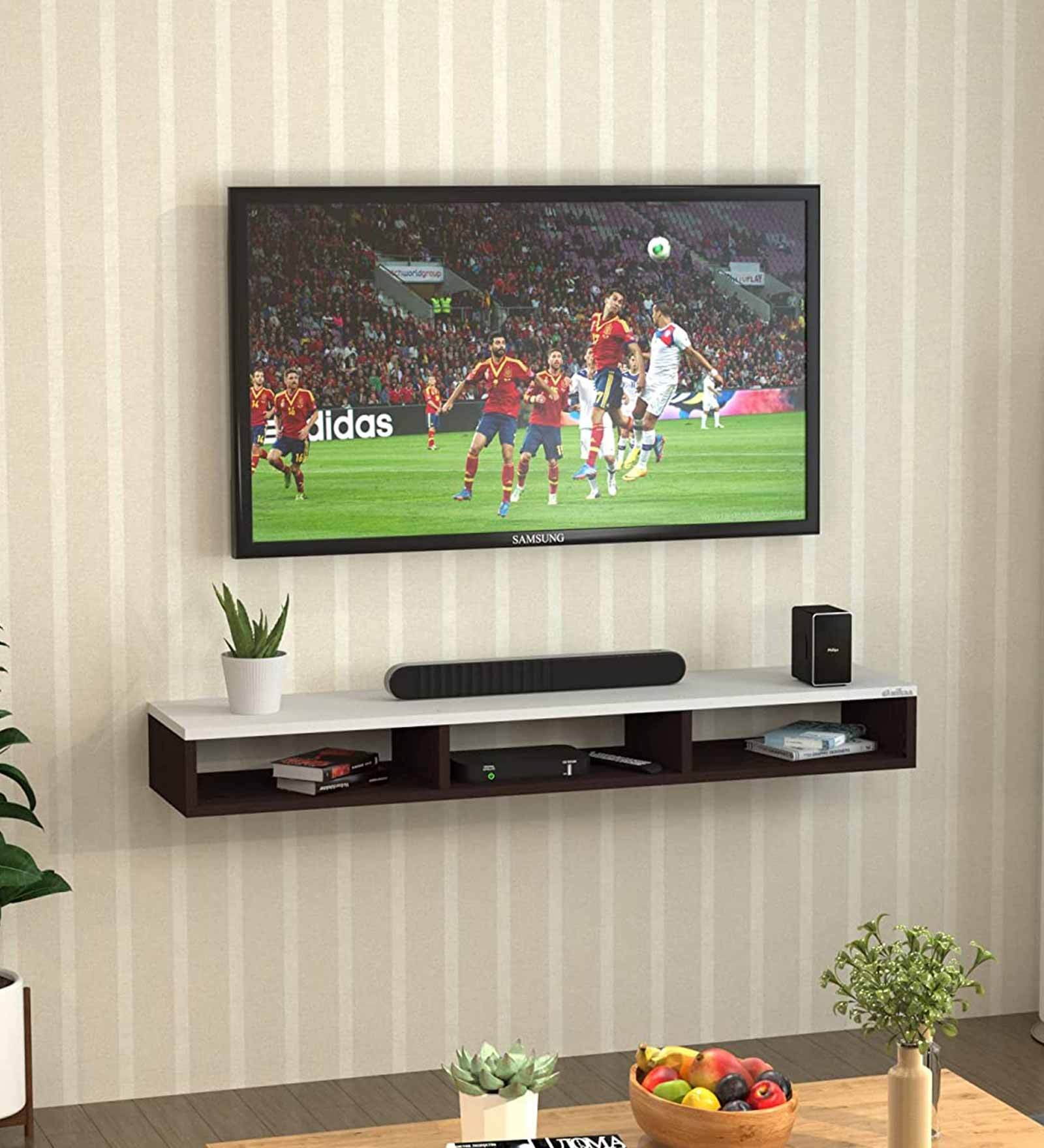 Buy James Wall Mount TV Shelf For TV's Upto 60\ in Wenge White Finish by Anikaa Online TV