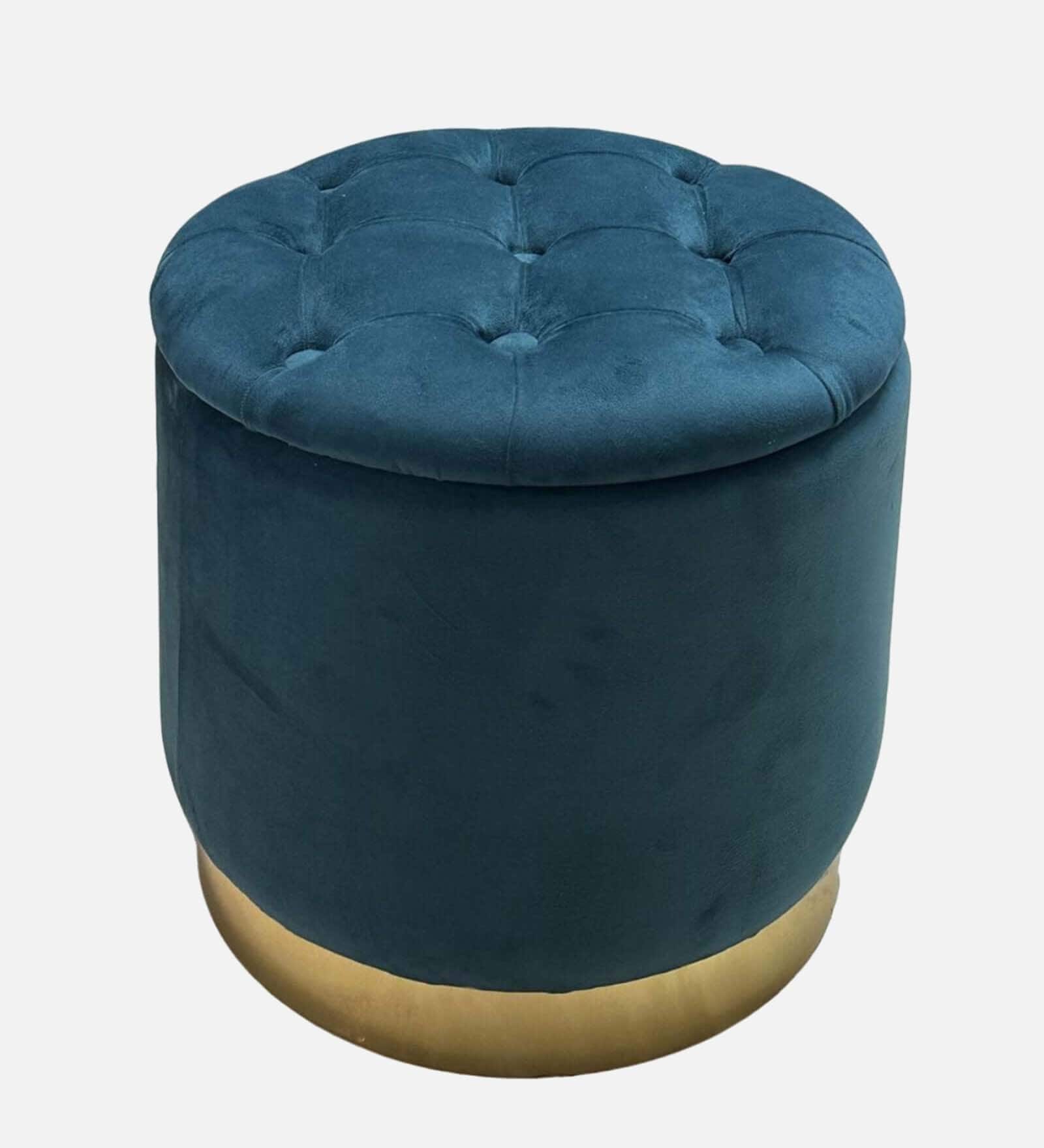 Jamie Velvet Foot Stool In Teal Colour