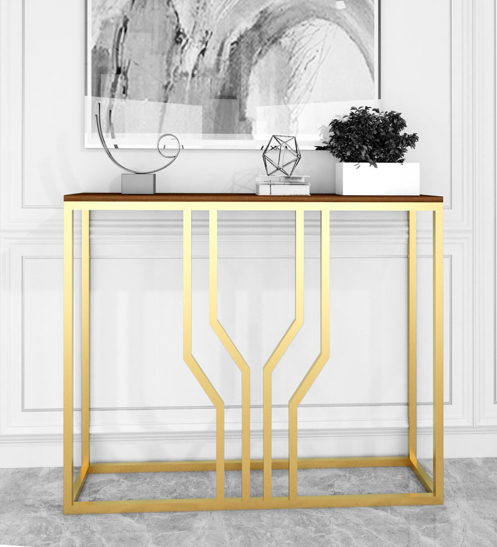 Jane Metal Console Table in Golden Finish