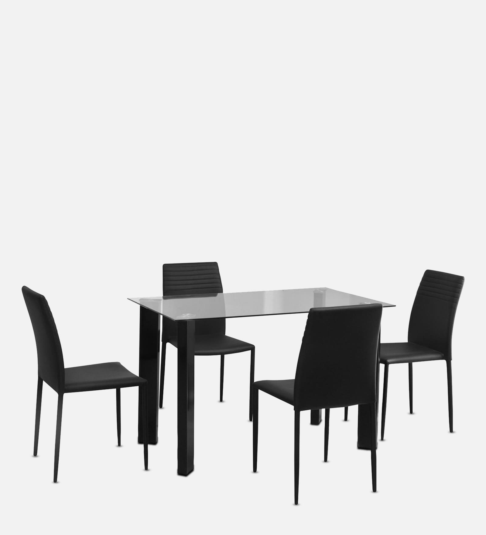 Janet Metal 4 Seater Dining Set in Black Colour