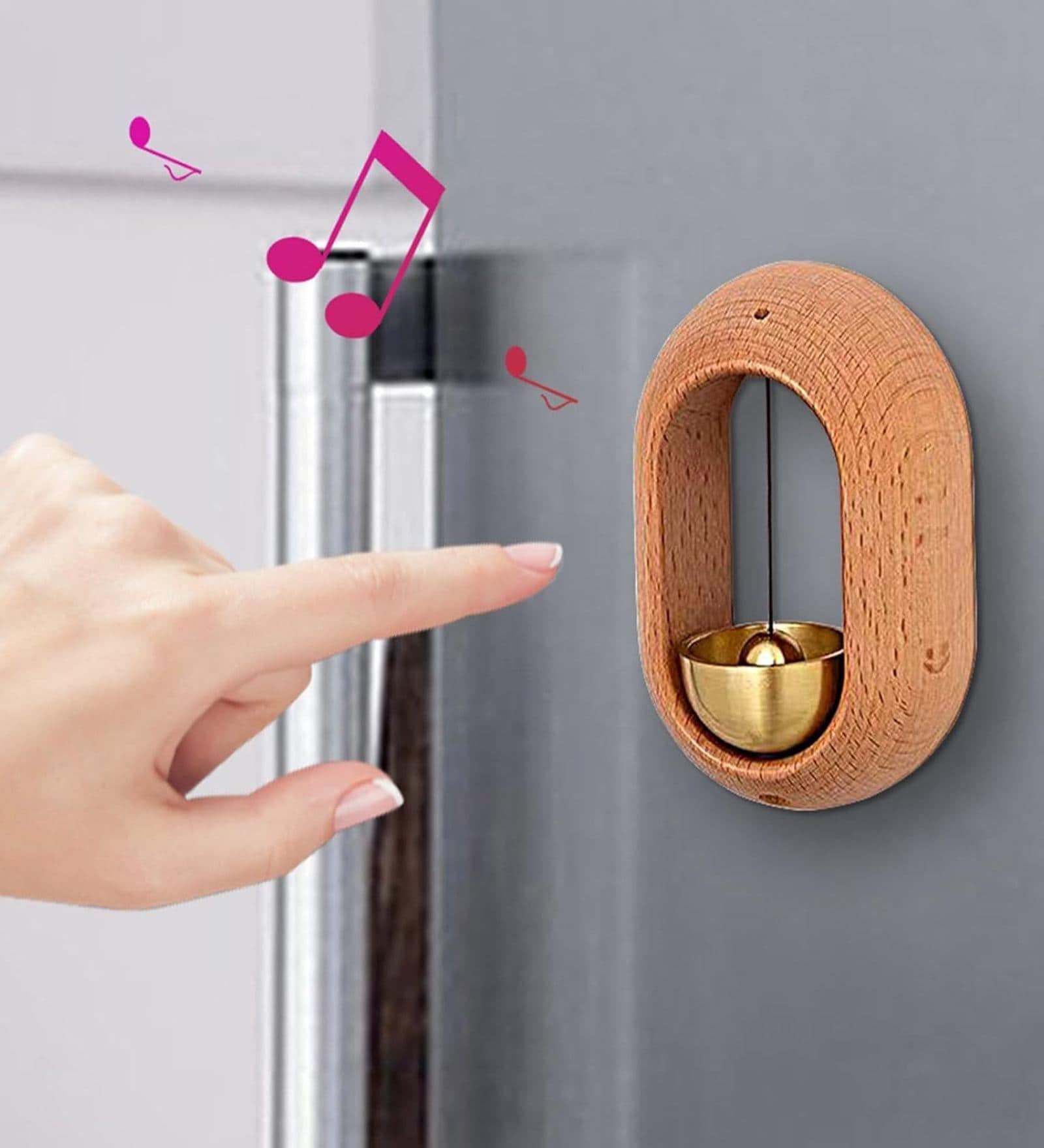 Japenese Style Wooden & Brass Magnetic Door Bell