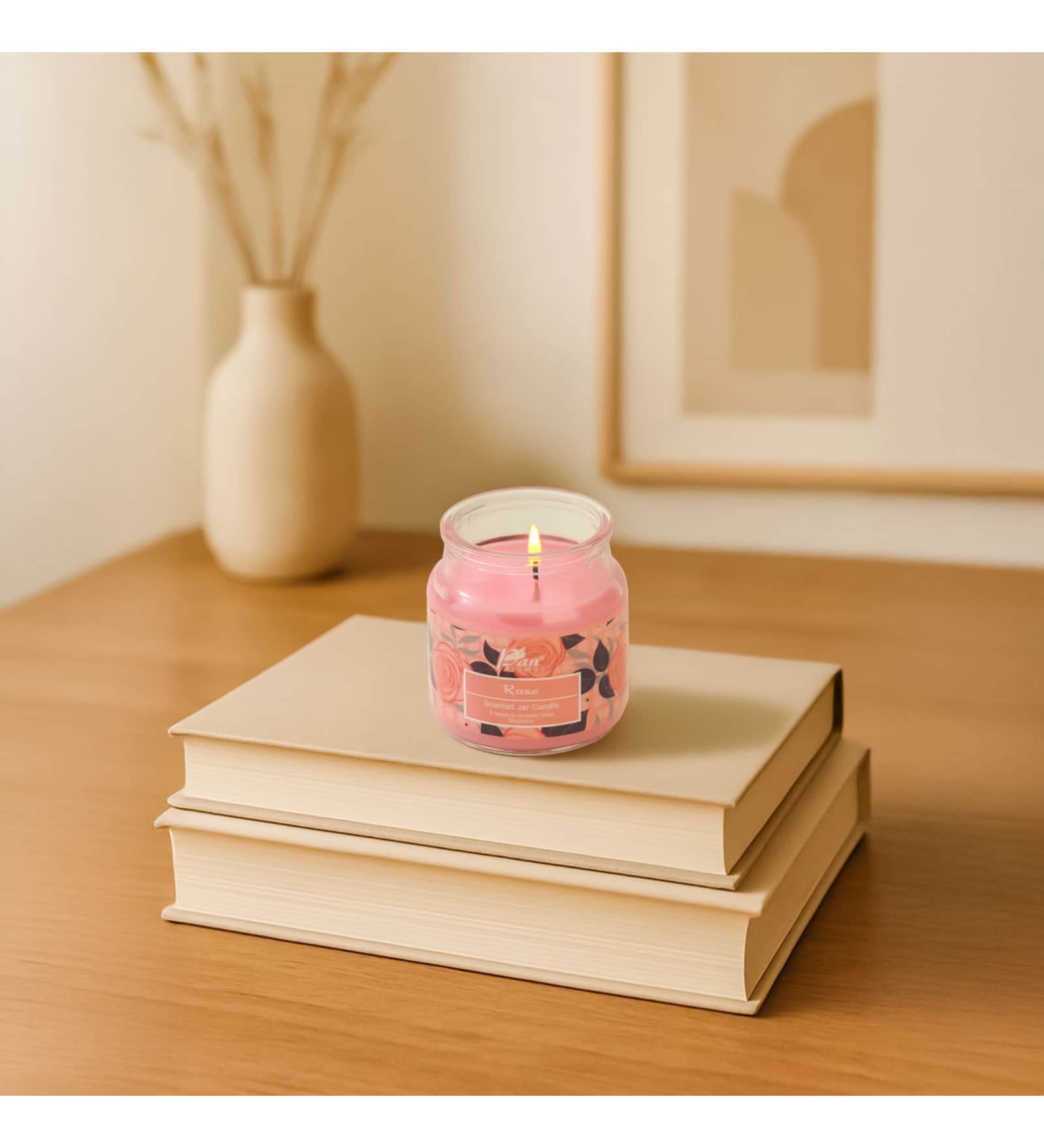 Jar Candle with Lid (Rose)