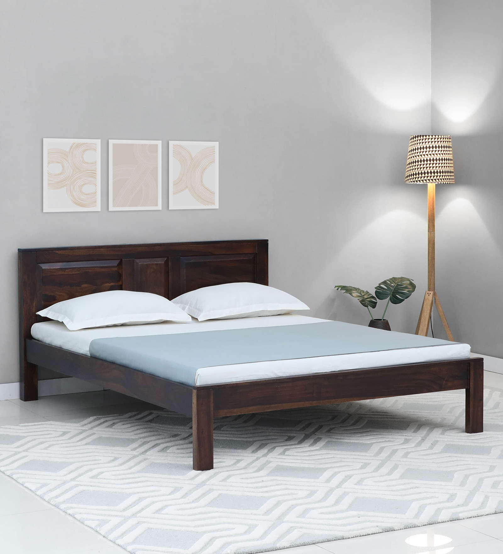 Buy Pamplona Sheesham Wood King Size Bed in Scratch Resistant ...