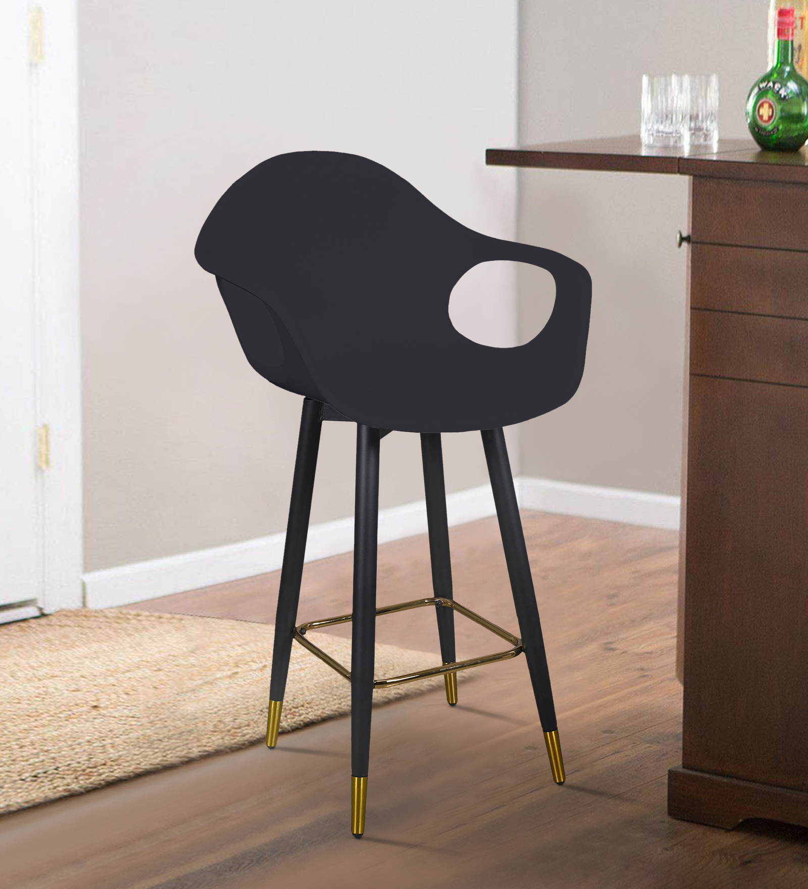 Jasey Full Back Bar Stool in Black Colour