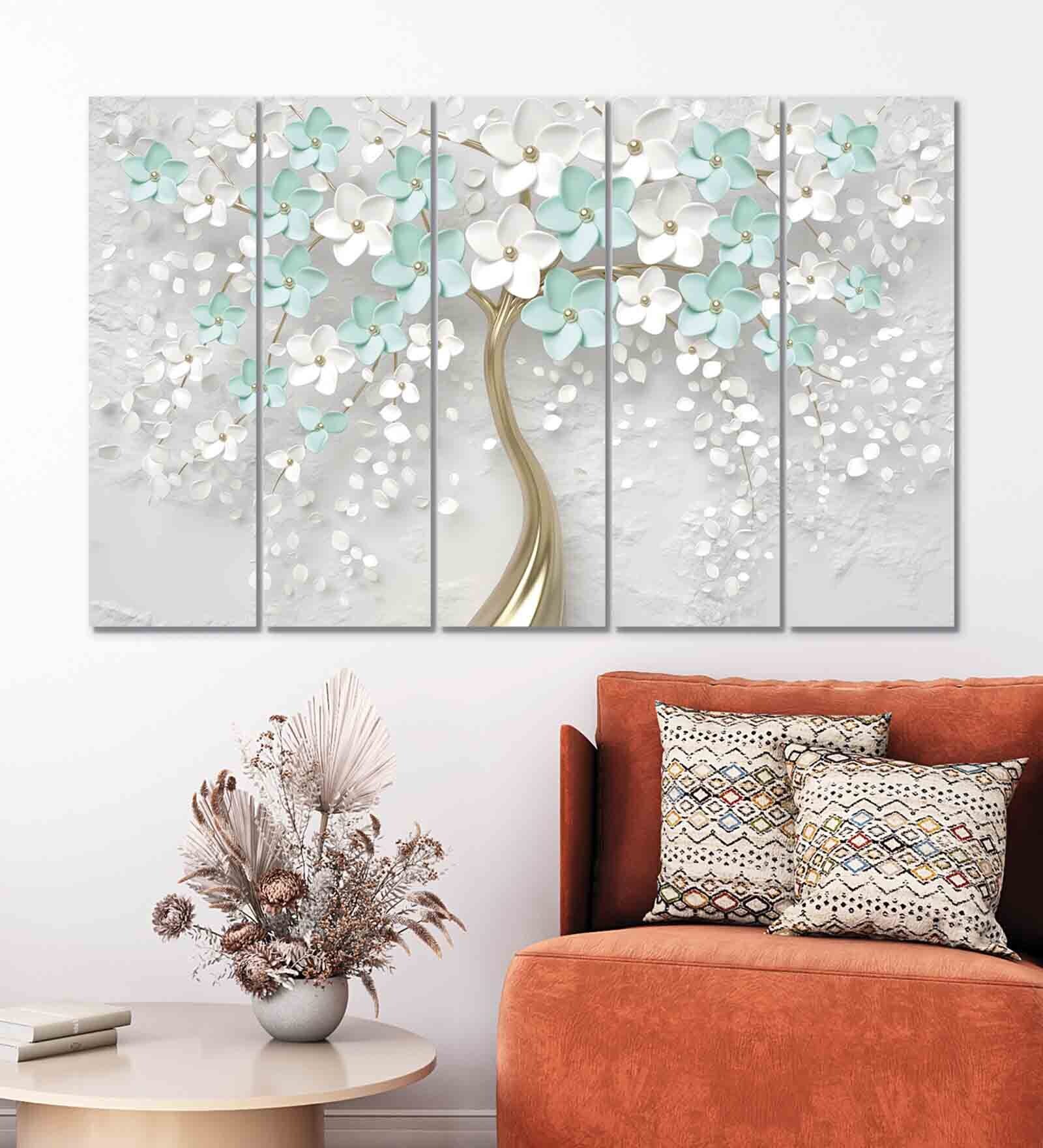 Jasmine Multicolour MDF (Set of 5) Art Panels