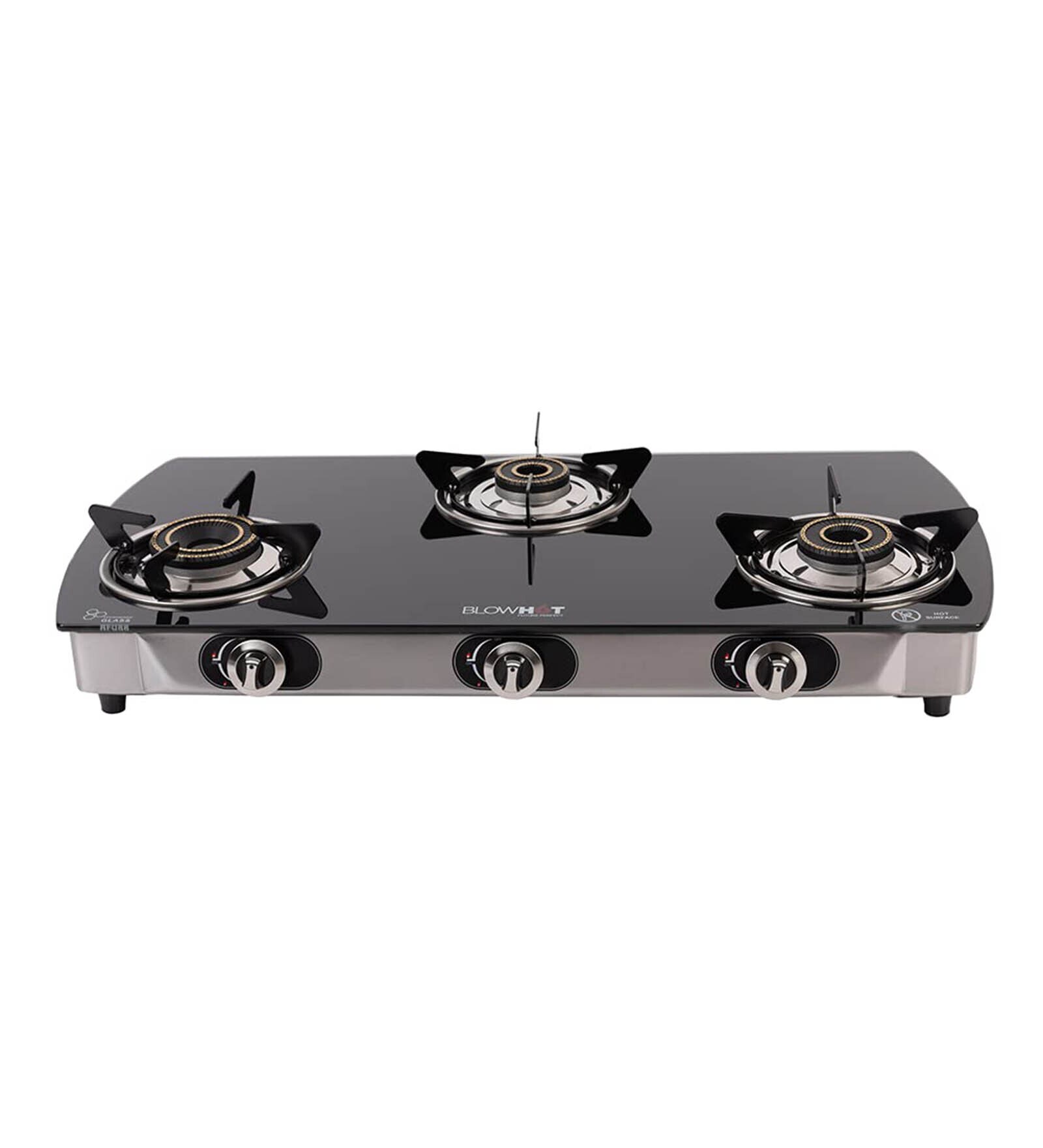 Buy Jasper Heavy Brass 3 Burner Manual Gas Stove Toughened Glass Cooktop Stainless Steel