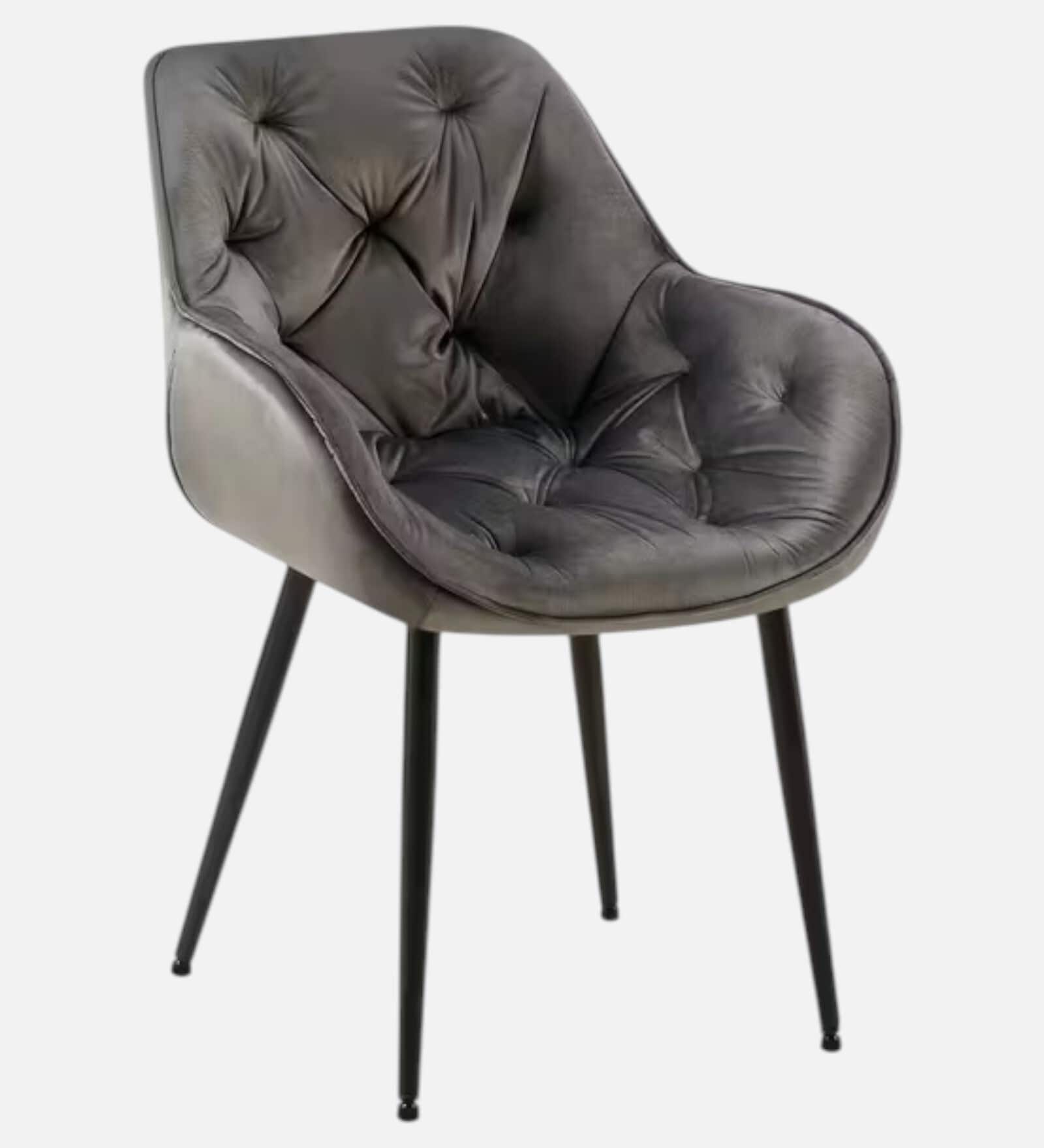 Jasper Velvet Fabric Arm Chair In Grey Color