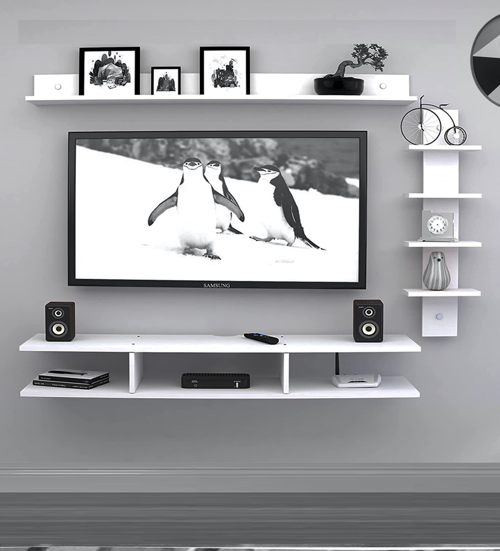 Jasper Wall Mount TV Unit For TV Upto 55" in White Finish