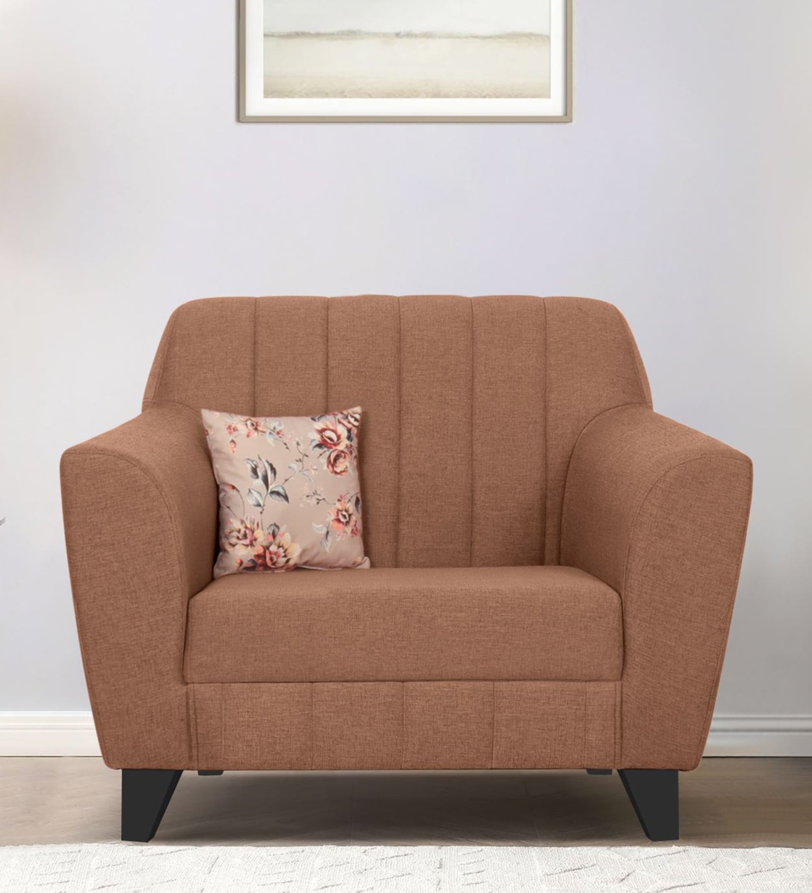 Java Fabric 1 Seater Sofa In Brown Colour