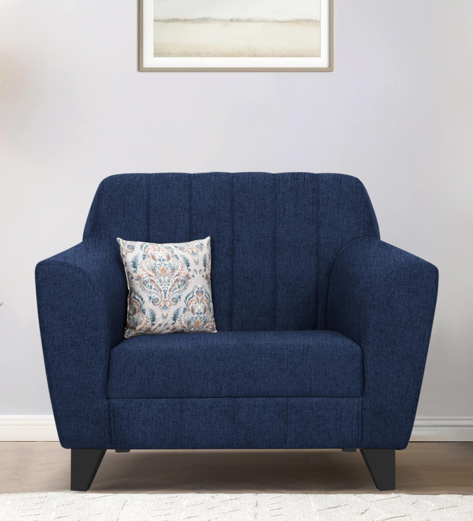 Java Fabric 1 Seater Sofa In Jeans Blue Colour