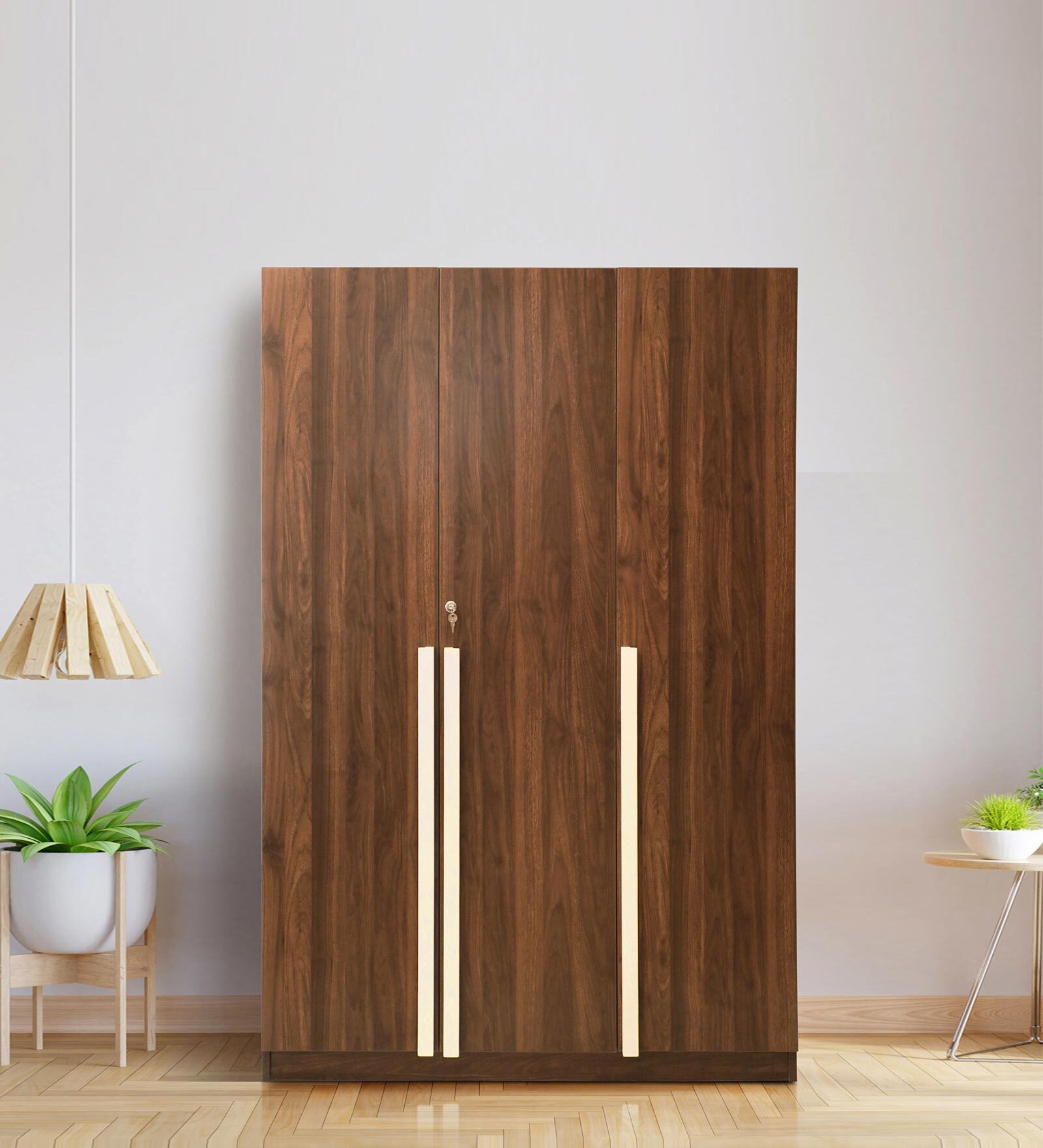 Eladia 3 Door Wardrobe In Columbian Walnut Finish With Locker