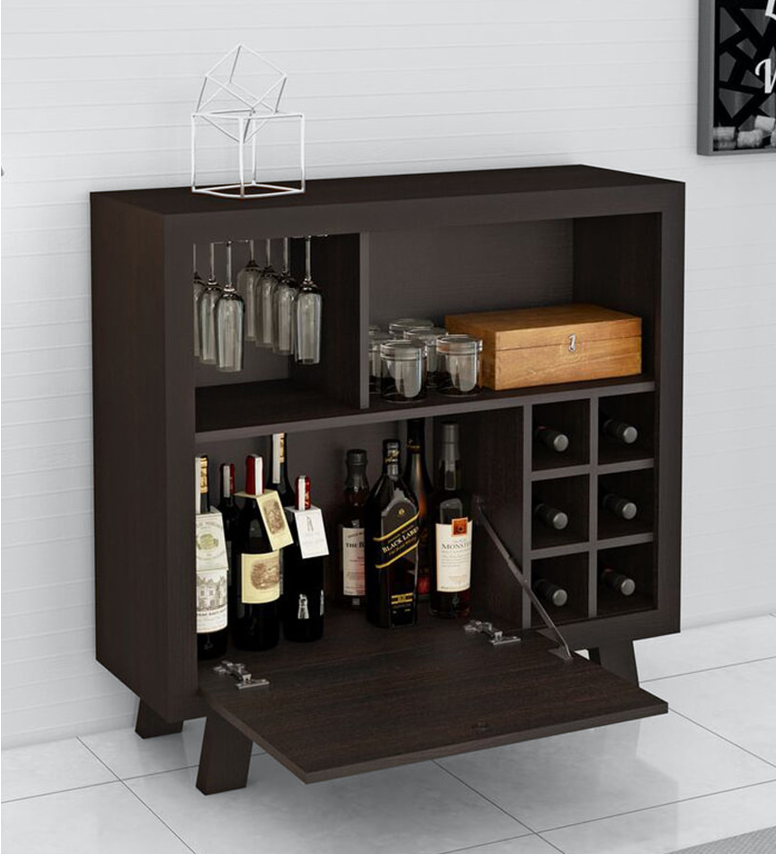 Javier Bar Cabinet in Light Brown Colour