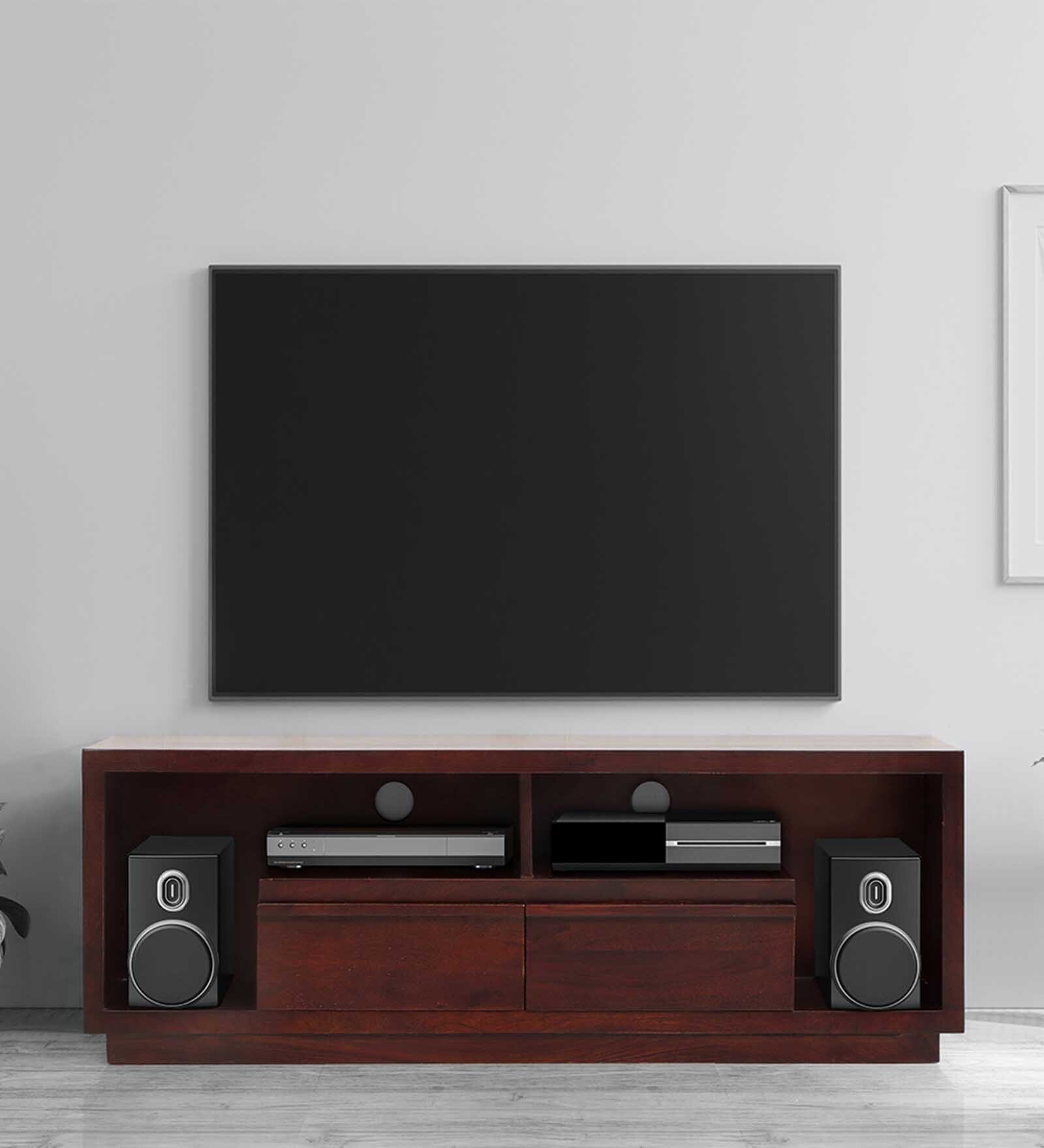 Jayson Solid Wood TV Console for TVs in Dark Walnut Finish