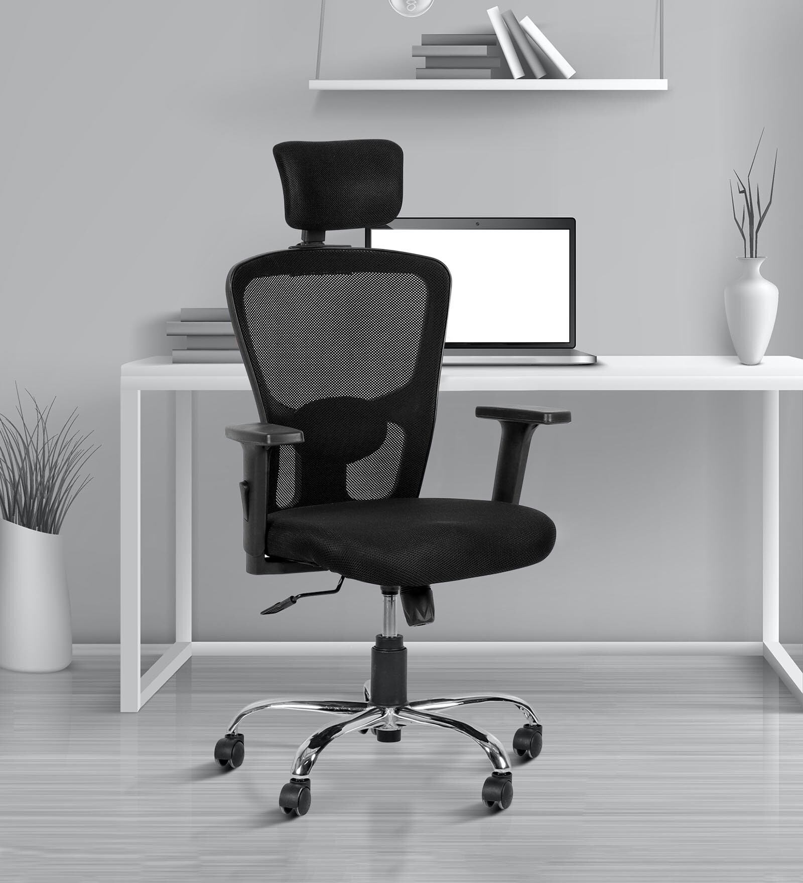 Buy Jazz Ergonomic Chair in Black Colour by Trevi Furniture Online