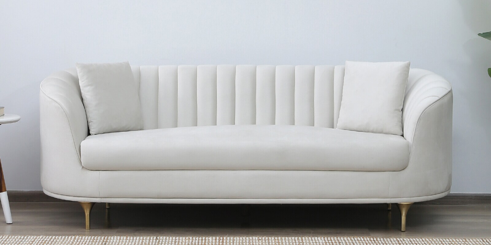 Jacinth Fabric 3 Seater Sofa In Cream Colour