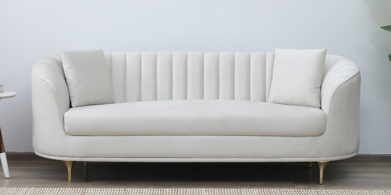 Jacinth Fabric 3 Seater Sofa In Cream Colour