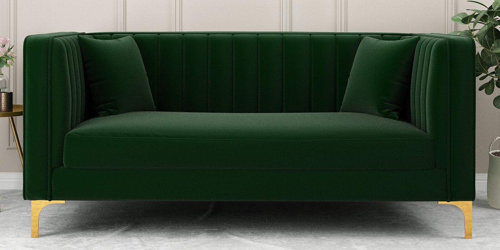 Jack Velvet 2 Seater Sofa Green Colour