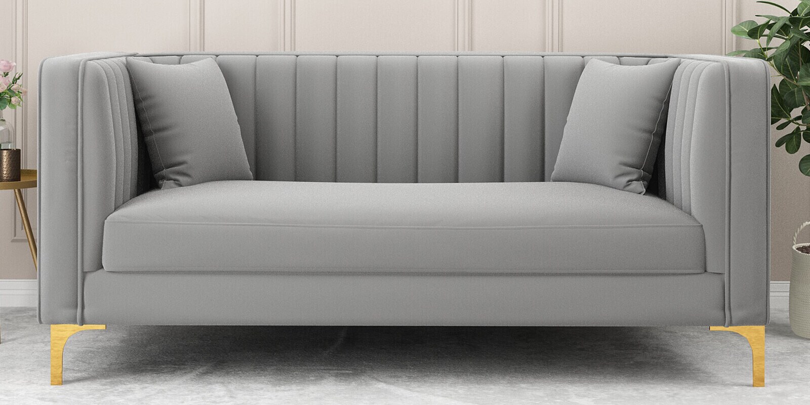 Jack Velvet 2 Seater Sofa Grey Colour
