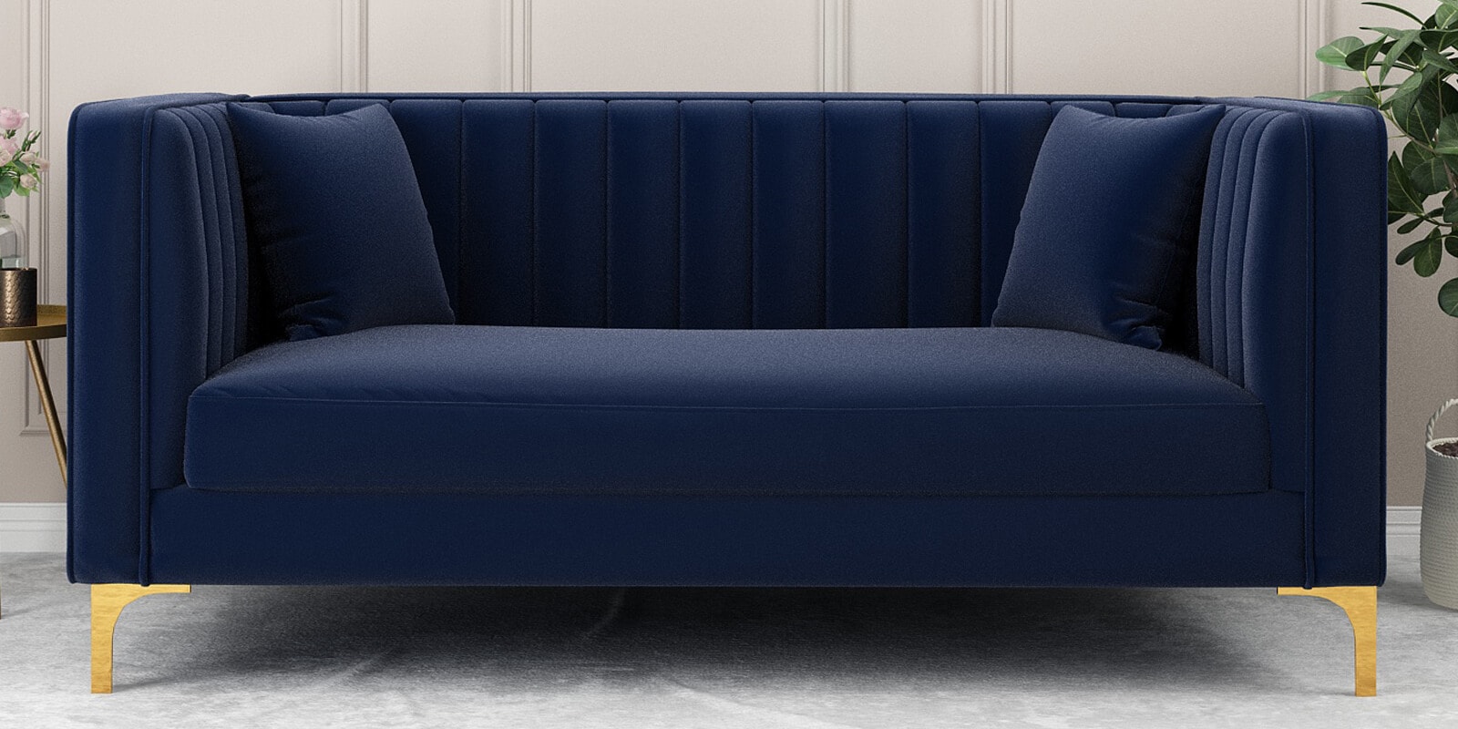 Jack Velvet 2 Seater Sofa Navy Blue Colour