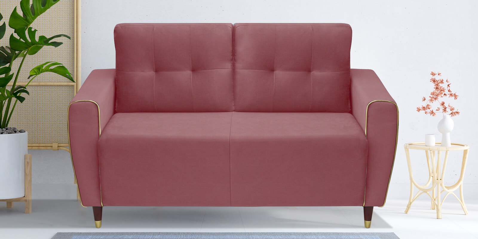 Jacob 2 Seater Sofa In Dark Pink Colour