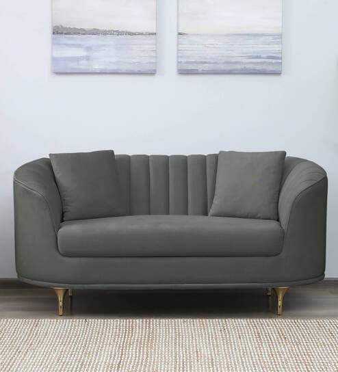 Jacinth Fabric 2 Seater Sofa In Pebble Grey Colour