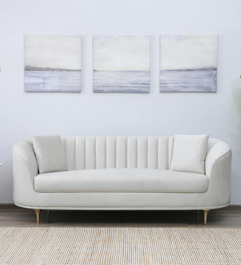 Jacinth Fabric 3 Seater Sofa In Cream Colour