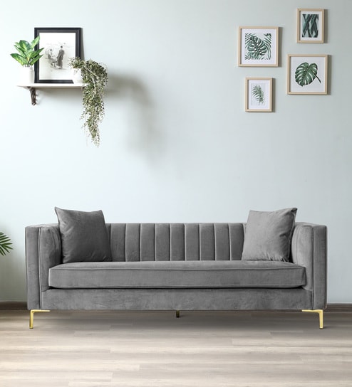 Buy Jack Velvet 3 Seater Sofa in Green Colour at 23% OFF by Adorn Homez ...