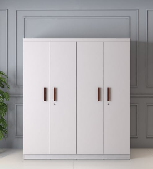 Jacklin 4 Door Wardobe In Frosty White And Brown Finish