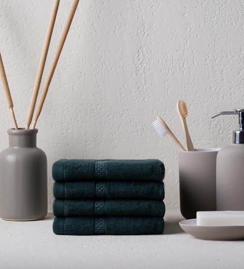 Jade Forest Bamboo and Cotton Solid 600 GSM Face Towels (4 Pc)
