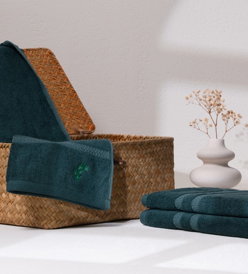 Jade Forest Bamboo and Cotton Solid 600 GSM Hand Towels (2 Pc)