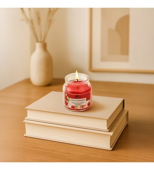 Jar Candle with Lid (Apple & Cinnamon) - 85 gms