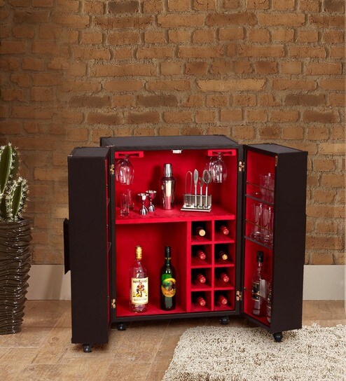 Buy Jashan Mini Bar In Brown Colour By Magus Design Online