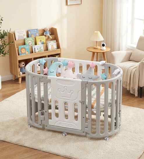 Jasper Multifunction Baby Crib In Grey Finish