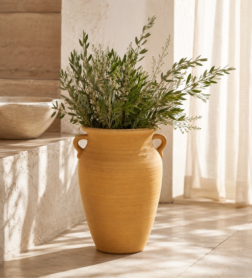 ashnam Jaune Sable Rustic Vase with Handles Vintage Style Flower Vase-picture-20