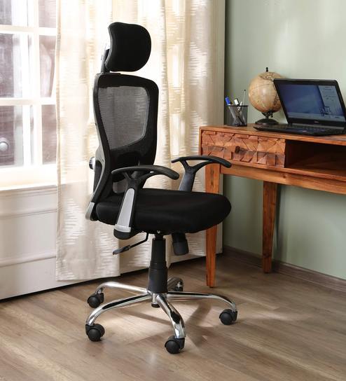 Jazz Ergonomic Chair In Black Colour By Emperor