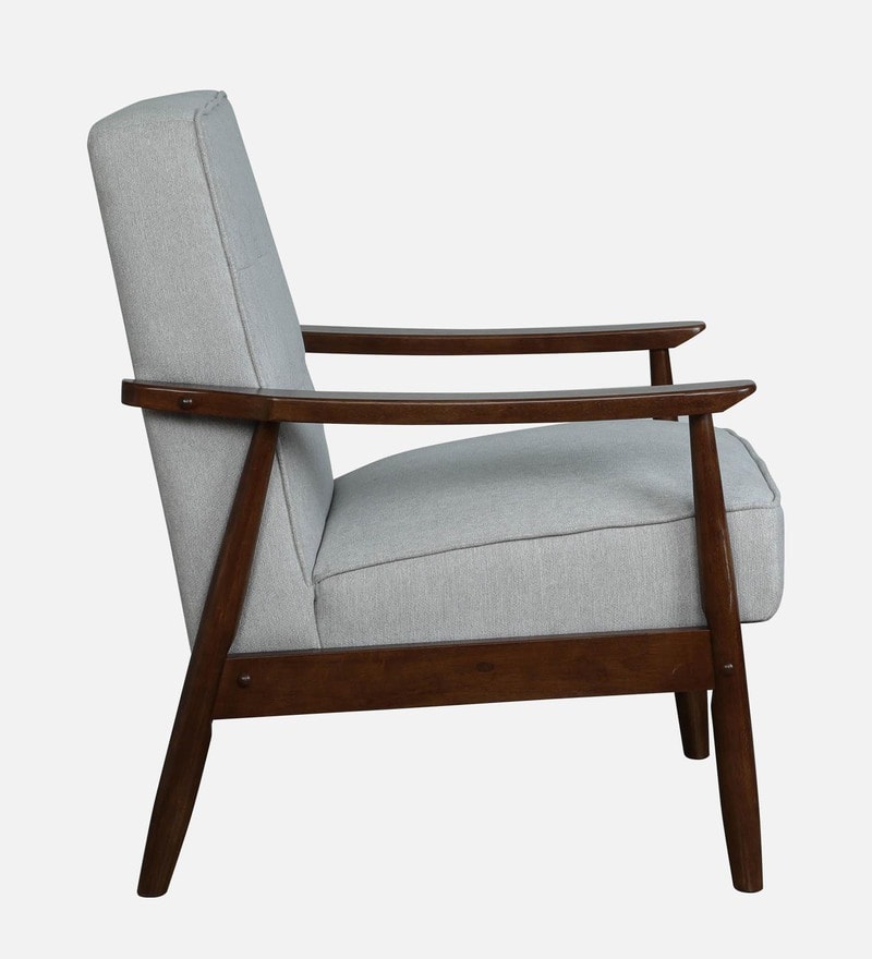 Buy Jazmin Rubber Wood 1 Seater Sofa In Light Grey & Brown Oak Finish By Casacraft Online