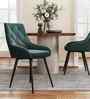 Jaikpa Velvet Fabric Dining Chair In Green Colour