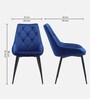 Jaikpa Velvet Fabric Dining Chair Without Armrest In Blue Colour