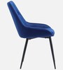 Jaikpa Velvet Fabric Dining Chair Without Armrest In Blue Colour