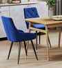 Jaikpa Velvet Fabric Dining Chair Without Armrest In Blue Colour